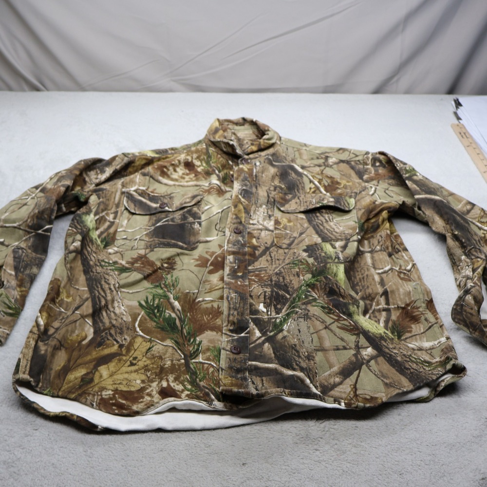 Cabelas Shirt Mens Large Camo Button Down Long Sleeve Flannel Hunting Outdoor